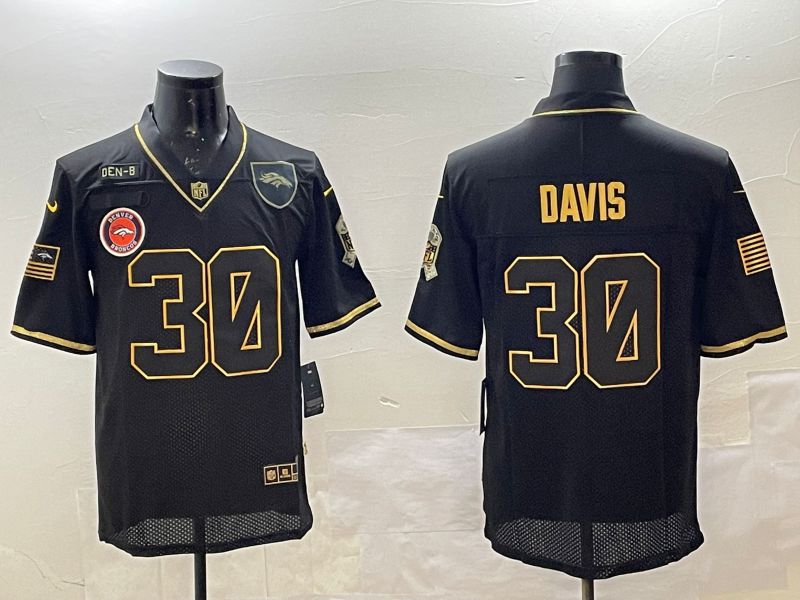 Men Denver Broncos #30 Davis Black Gold 2025 Nike Limited NFL Jersey style 2